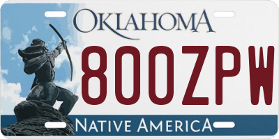 OK license plate 800ZPW