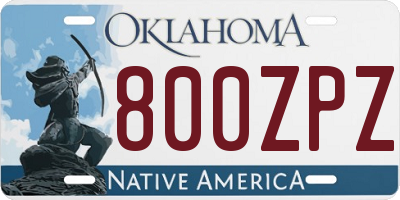 OK license plate 800ZPZ