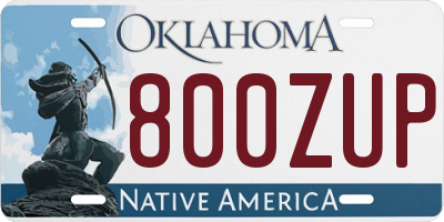 OK license plate 800ZUP