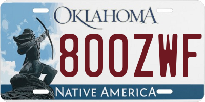 OK license plate 800ZWF