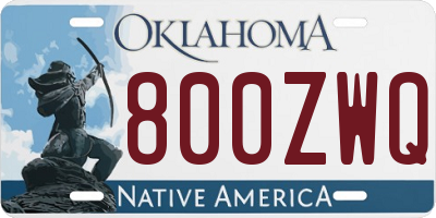 OK license plate 800ZWQ