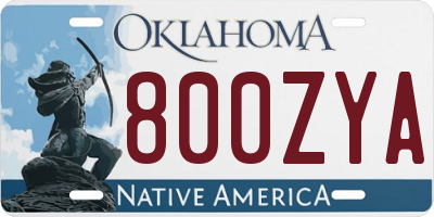 OK license plate 800ZYA