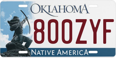 OK license plate 800ZYF