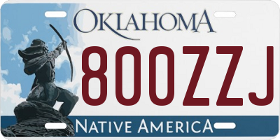 OK license plate 800ZZJ