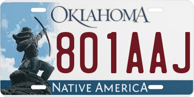 OK license plate 801AAJ