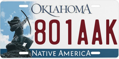 OK license plate 801AAK