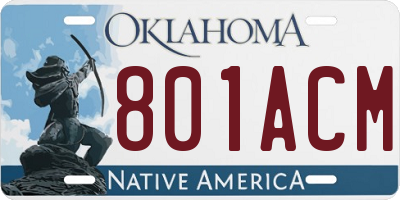 OK license plate 801ACM