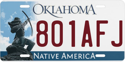OK license plate 801AFJ