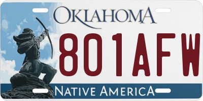 OK license plate 801AFW
