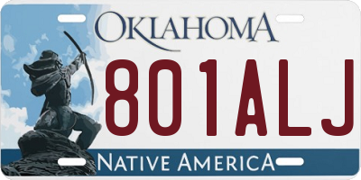 OK license plate 801ALJ
