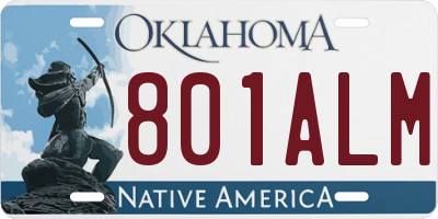 OK license plate 801ALM