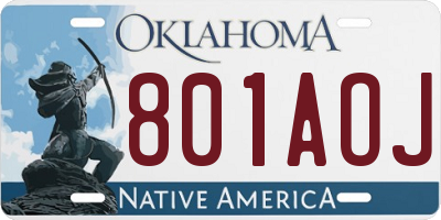 OK license plate 801AOJ