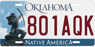 OK license plate 801AQK