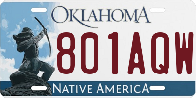 OK license plate 801AQW