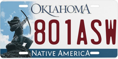 OK license plate 801ASW
