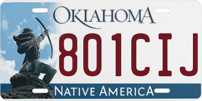 OK license plate 801CIJ