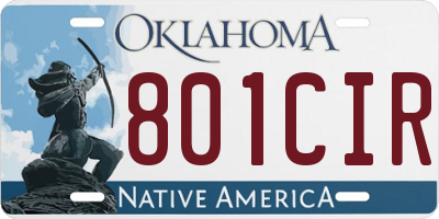 OK license plate 801CIR