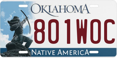 OK license plate 801WOC