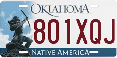 OK license plate 801XQJ