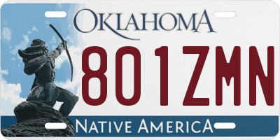 OK license plate 801ZMN