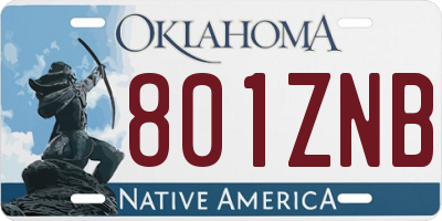 OK license plate 801ZNB