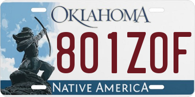 OK license plate 801ZOF