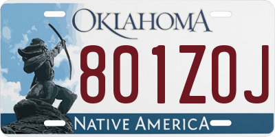 OK license plate 801ZOJ