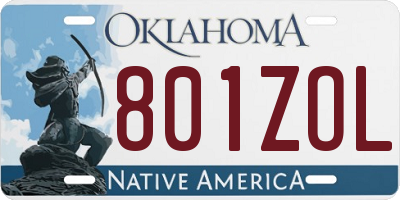 OK license plate 801ZOL