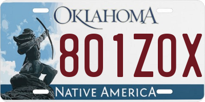 OK license plate 801ZOX
