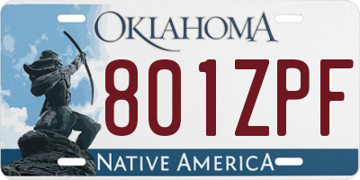 OK license plate 801ZPF
