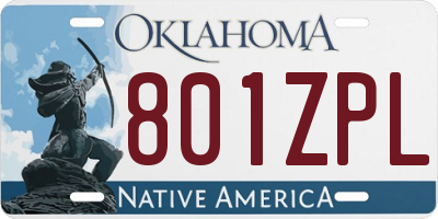 OK license plate 801ZPL