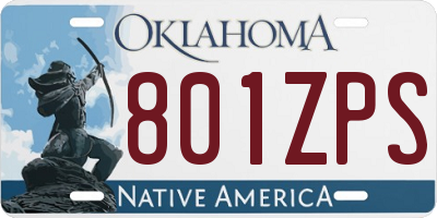 OK license plate 801ZPS