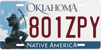 OK license plate 801ZPY