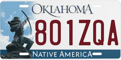 OK license plate 801ZQA