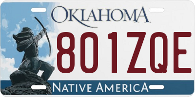 OK license plate 801ZQE