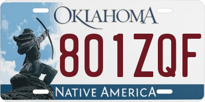 OK license plate 801ZQF