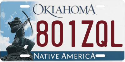 OK license plate 801ZQL