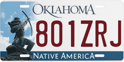 OK license plate 801ZRJ