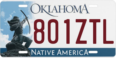 OK license plate 801ZTL