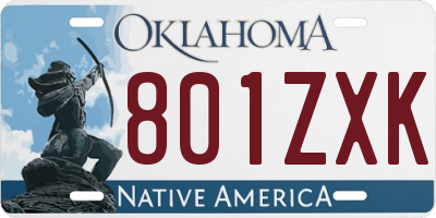 OK license plate 801ZXK