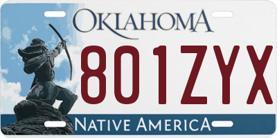 OK license plate 801ZYX