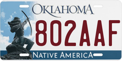 OK license plate 802AAF