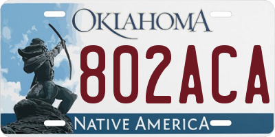 OK license plate 802ACA