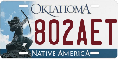 OK license plate 802AET