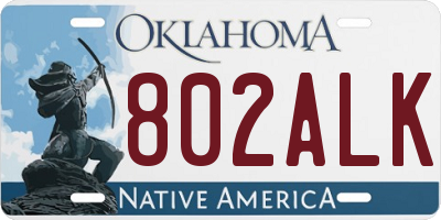 OK license plate 802ALK