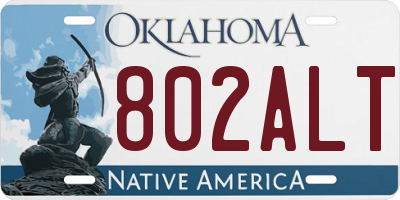 OK license plate 802ALT