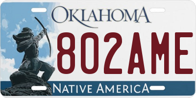 OK license plate 802AME
