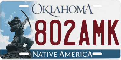 OK license plate 802AMK