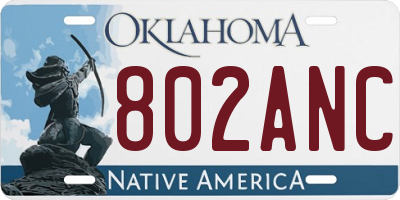 OK license plate 802ANC