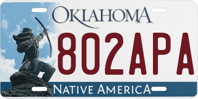OK license plate 802APA